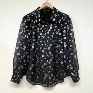 Torrid Sheer Black Top with Silver Stars - See Measurements